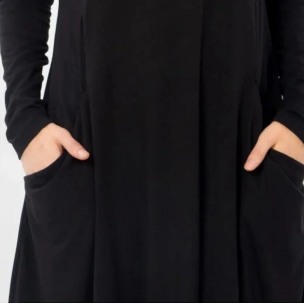 Betabrand Black Modal Silk Jersey Sweatershirt Travel dress